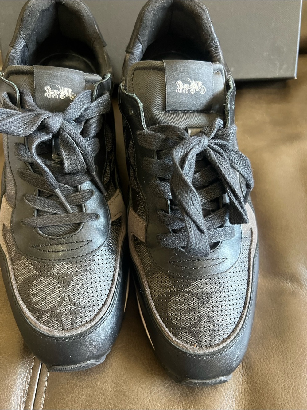 Coach Men's Black and Gray Signature Runner Sneakers - Picture 5 of 6